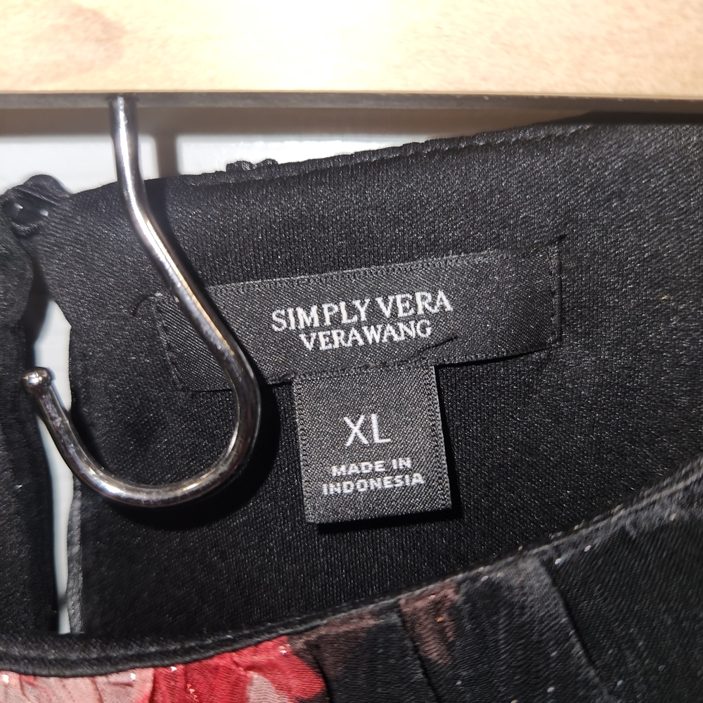 Simply Vera Vera Wang Mauve And Light Pink Floral Long Sleeve Black Dress - Picture 4 of 7